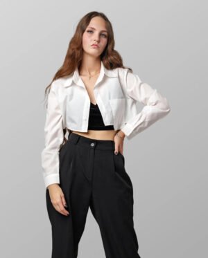 Cotton Cropped Trucker Shirt